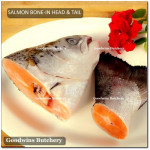 Salmon BONE-IN Atlantic Chile frozen MEDIUM SIZE steak cuts 3/4" 2cm (price/pack 600g 3-4pcs)